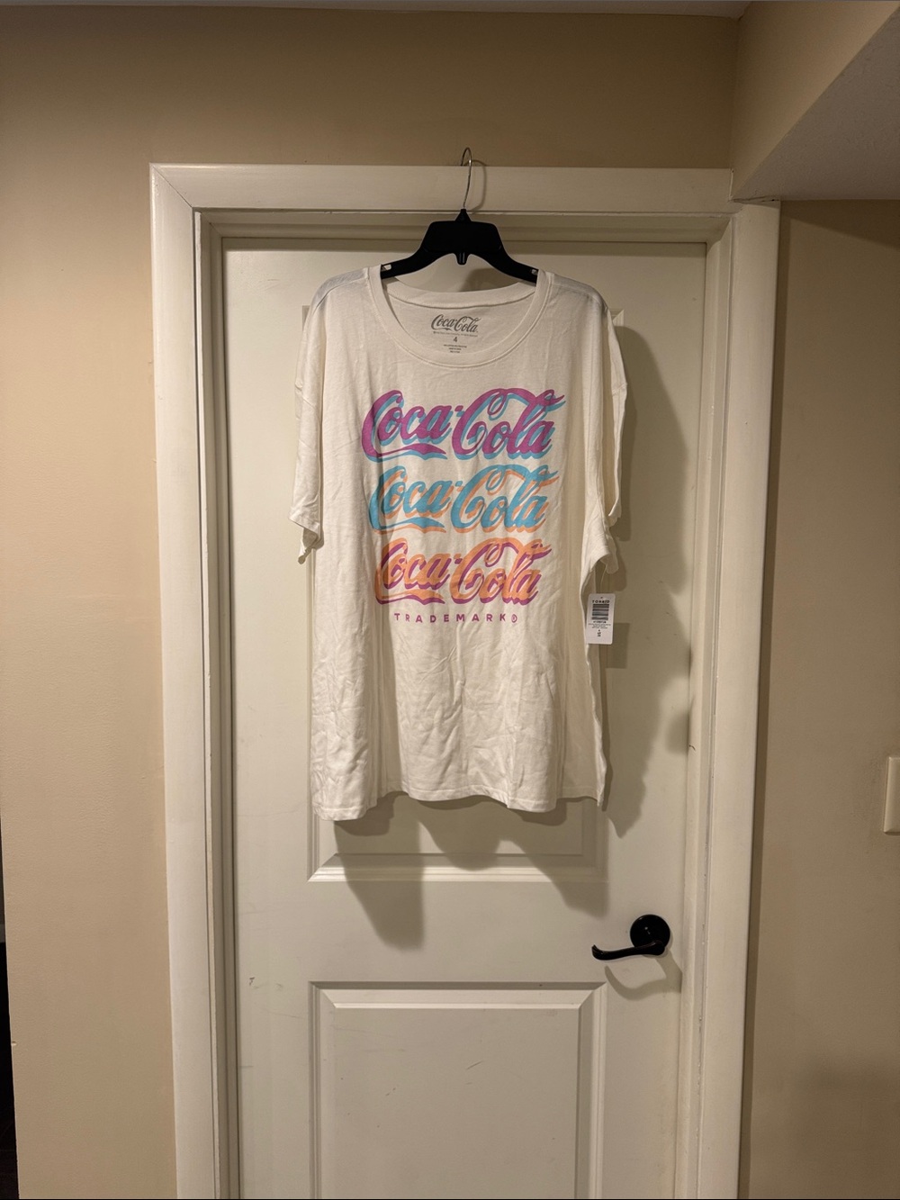 Coca-Cola Multicolor Script Logo Tee in White